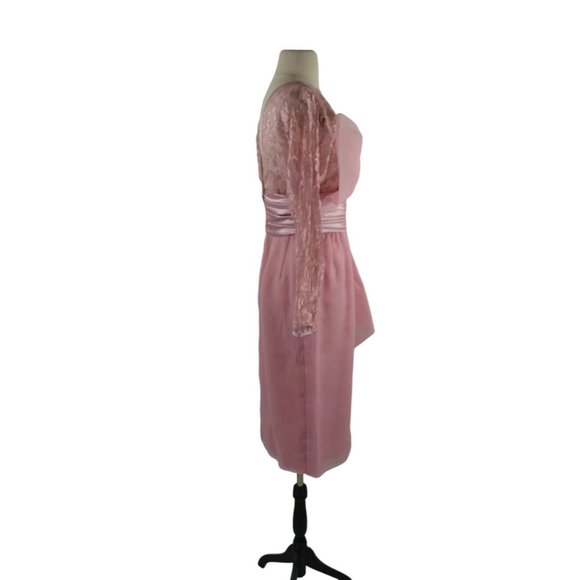 1980s Lace and Shimmery Sheer Pink Dress by Lilli Diamond - Picture 3 of 9